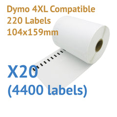 20 x Rolls Dymo 4XL Compatible Large Thermal Shipping Labels 104x159mm (4400 labels)