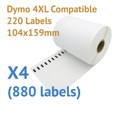 4 x Rolls Dymo 4XL Compatible Large Thermal Shipping Labels 104x159mm (880 labels)
