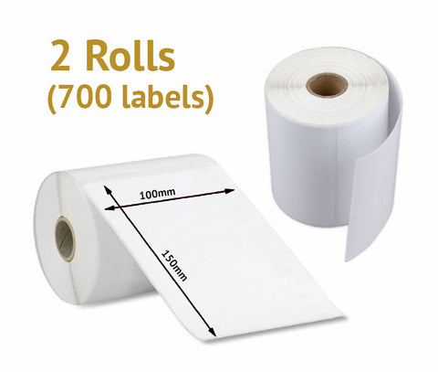 2 x Rolls of Generic Thermal Shipping Labels 4x6, 100x150mm (700 Labels)