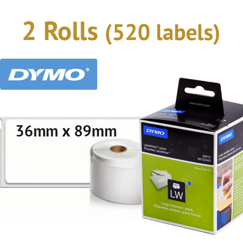 1 Box (520 labels) Genuine Large Address Labels 36x89mm for DYMO Labelwriter LW Printer (S0722400)
